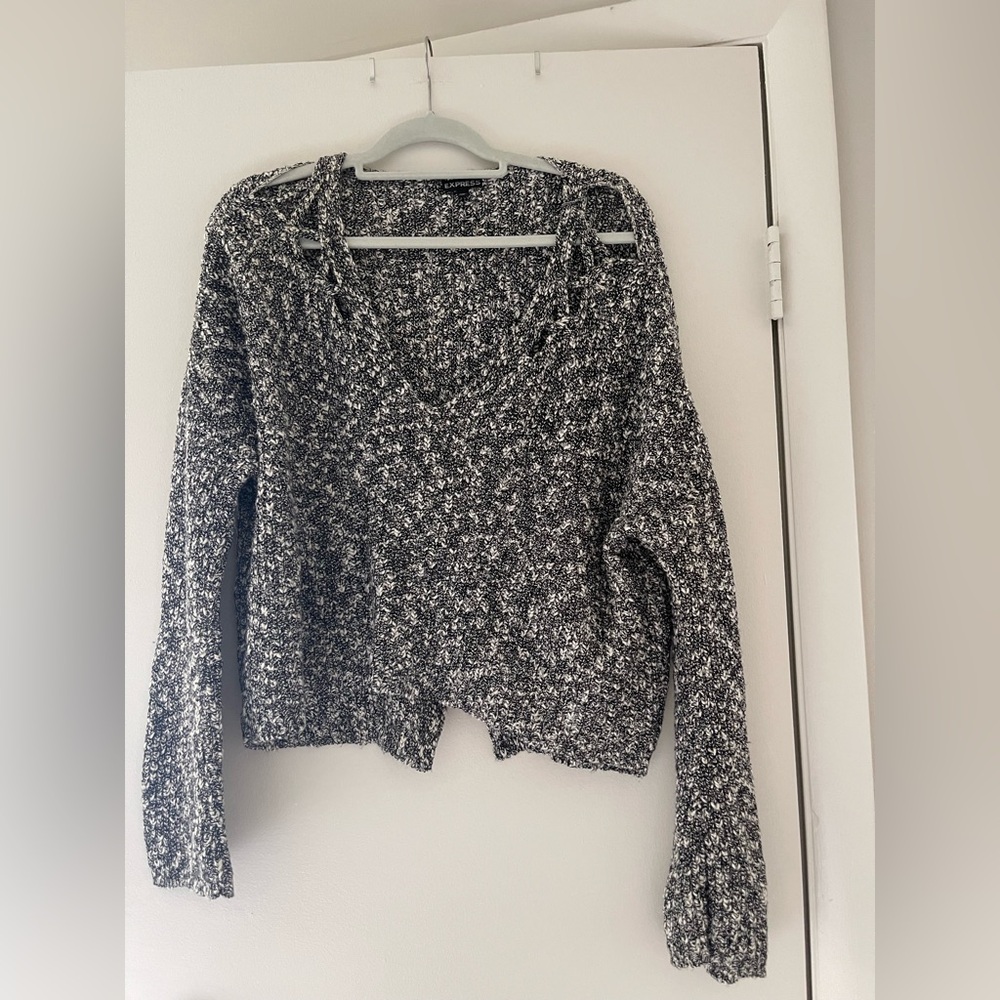 Express Black and White Crop Sweater